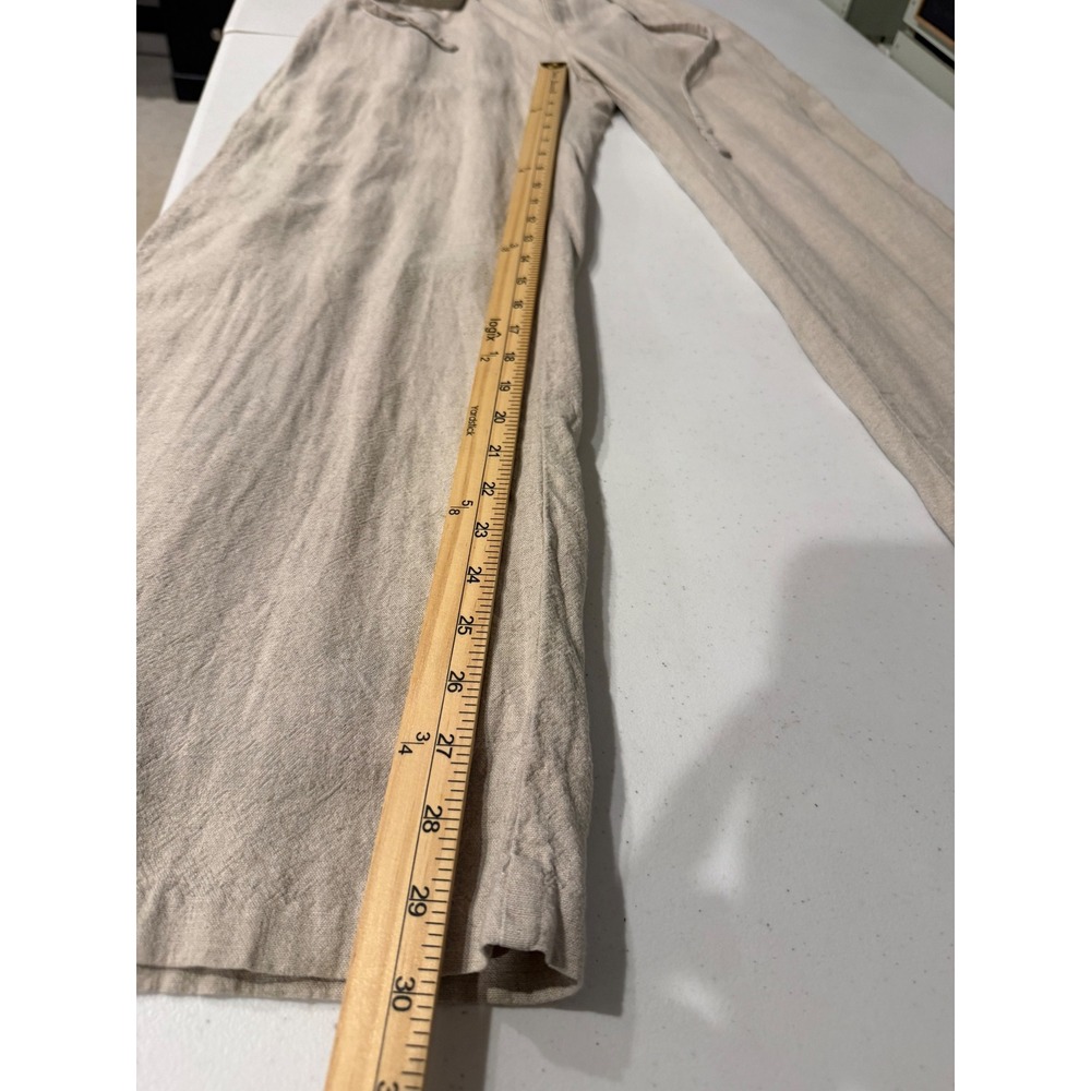 Abercrombie & Fitch Linen Blend Wide Leg Pants Beige High Rise XSL Long - Picture 11 of 16
